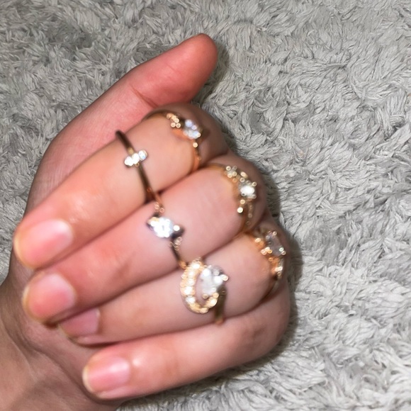 Rhinestone ring set 6 piece ring jewelry - Picture 7 of 14